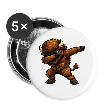 Dabbing Bison - Buttons groß 56 mm (5er Pack) - Weiß - Vorne