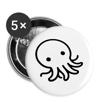 Liegender Oktopus One Line Meeresmotiv - Buttons groß 56 mm (5er Pack) - Weiß - Vorne