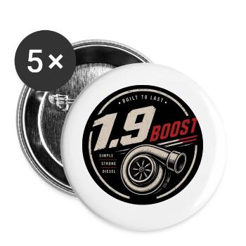 Turbo 1.9 Boost Diesel Badge - Buttons groß 56 mm (5er Pack) - Weiß - Vorne