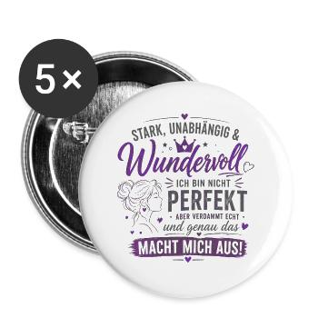Stark unabhängig Wunderbar Zitat - Buttons groß 56 mm (5er Pack) - Weiß - Vorne
