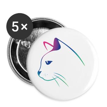 Cat-Line-Zeichnungsgradient - Buttons groß 56 mm (5er Pack) - Weiß - Vorne