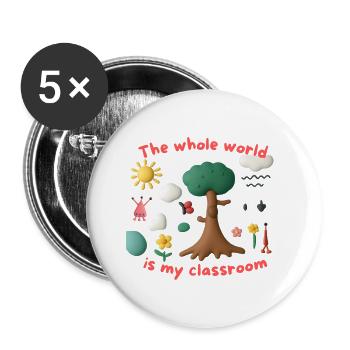 The whole world is my classroom - Buttons large 2.2''/56 mm (5-pack) - white - Front