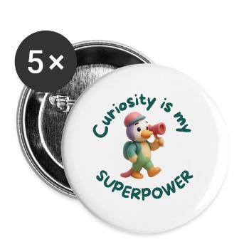 Curiosity is my Superpower - Buttons large 2.2''/56 mm (5-pack) - white - Front