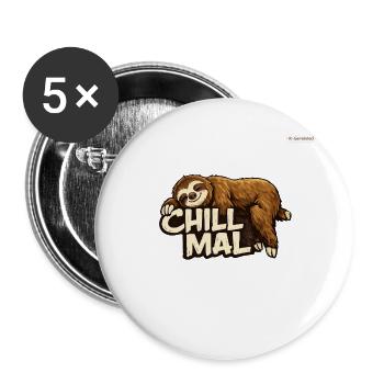 Chill Mal Sloth Illustration - Buttons groß 56 mm (5er Pack) - Weiß - Vorne