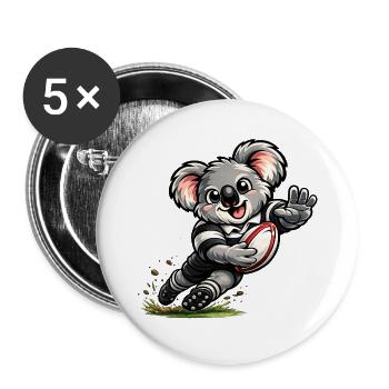 Süßer Koala spielt Rugby - Buttons groß 56 mm (5er Pack) - Weiß - Vorne