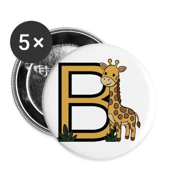 Giraffe Großbuchstabe B - Buttons groß 56 mm (5er Pack) - Weiß - Vorne