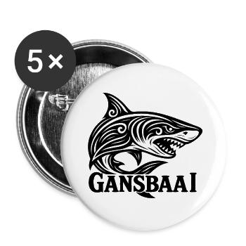 Gansbaai Shark - Lot de 5 grands badges (56 mm) - blanc - Devant