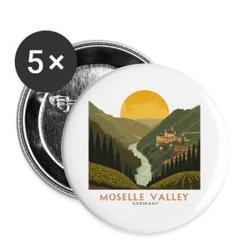 Moselle Valley | Vintage Travel Poster - Buttons groß 56 mm (5er Pack) - Weiß - Vorne