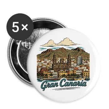 Gran Canaria Küstenpanorama - Buttons groß 56 mm (5er Pack) - Weiß - Vorne