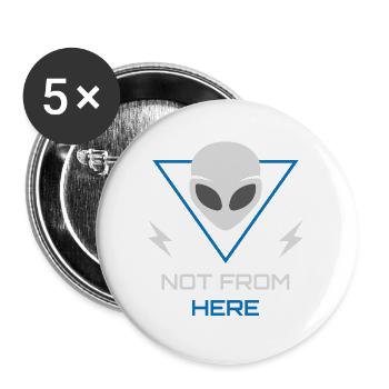Alien UFO Sci-Fi Outsider - Buttons groß 56 mm (5er Pack) - Weiß - Vorne