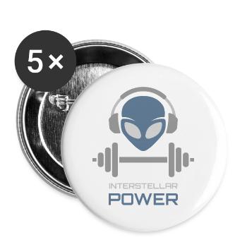 Powerlifting Alien Fitness Gym - Buttons groß 56 mm (5er Pack) - Weiß - Vorne