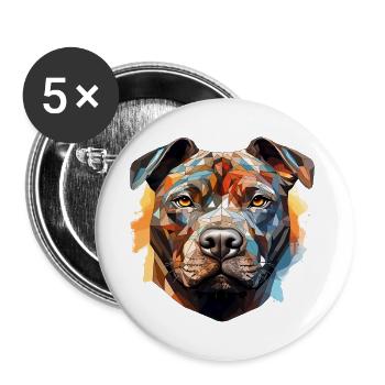 Colorful Polygonal Dog - 052 - Buttons large 2.2''/56 mm (5-pack) - white - Front