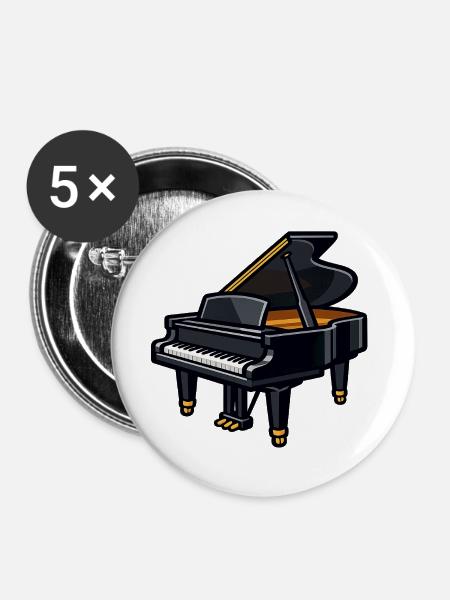 Dunkles Klavier mit Goldakzenten - Buttons groß 56 mm (5er Pack) - Weiß