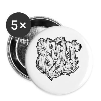 Sylt Graffiti Oldschool Hip Hop - Buttons groß 56 mm (5er Pack) - Weiß - Vorne