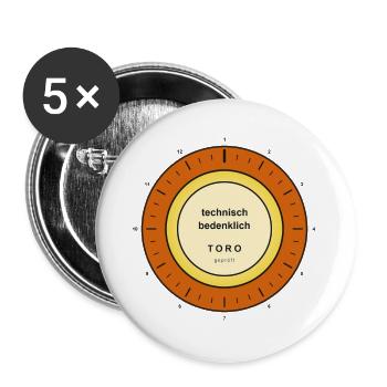 Technischer Warnstempel Toro - Buttons groß 56 mm (5er Pack) - Weiß - Vorne