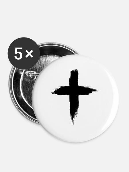 Christen Kreuz - Buttons groß 56 mm (5er Pack) - Weiß