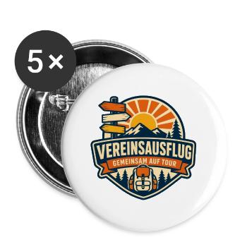 Vereinsausflug Logo – Gemeinsame Tour - Buttons groß 56 mm (5er Pack) - Weiß - Vorne