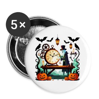 Steampunk Ghost Uhrmacher Halloween - Buttons groß 56 mm (5er Pack) - Weiß - Vorne