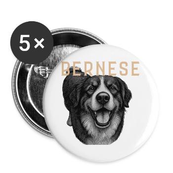 Berner Sennenhund Vintage - Buttons groß 56 mm (5er Pack) - Weiß - Vorne
