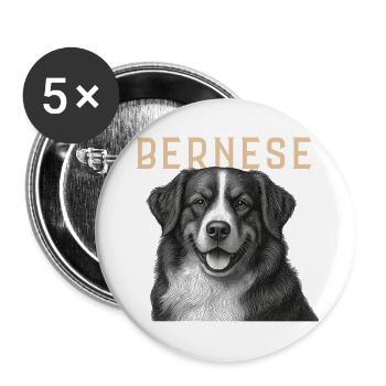 Berner Sennenhund Vintage - Buttons groß 56 mm (5er Pack) - Weiß - Vorne