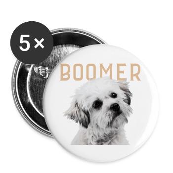 Boomer Dog Vintage - Buttons groß 56 mm (5er Pack) - Weiß - Vorne