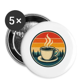 Coffee Retro Badge Vintage-Stil Grafik - Buttons groß 56 mm (5er Pack) - Weiß - Vorne