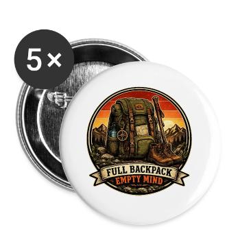 Full Backpack, Empty Mind, Hiking Shirt and gift - Buttons large 2.2''/56 mm (5-pack) - white - Front