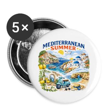 Mittelmeer-Sommerroller Côte Bleue - Buttons groß 56 mm (5er Pack) - Weiß - Vorne