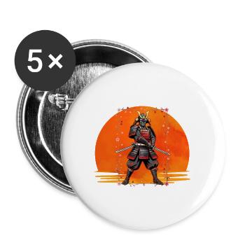 Samurai-Wächter in purpurroter Rüstung - Buttons groß 56 mm (5er Pack) - Weiß - Vorne