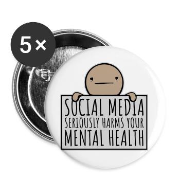 Les réseaux sociaux nuisent sérieusement à la santé mentale selon les affirmations - Lot de 5 grands badges (56 mm) - blanc - Devant