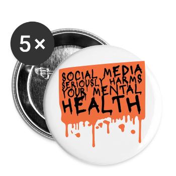 Les réseaux sociaux nuisent sérieusement à la santé mentale selon les affirmations - Lot de 5 grands badges (56 mm) - blanc - Devant
