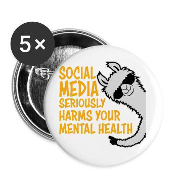 Les réseaux sociaux nuisent sérieusement à la santé mentale Lama - Lot de 5 grands badges (56 mm) - blanc - Devant