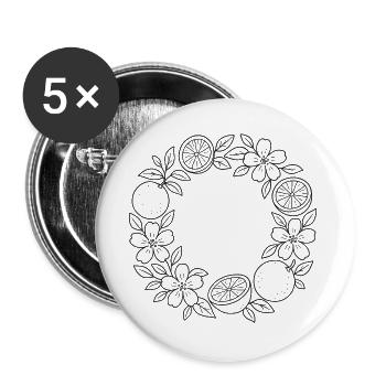 Couronne de fleurs orange à la couleur - Lot de 5 grands badges (56 mm) - blanc - Devant