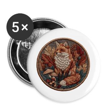Fox Patch in Autumn Foliage - Buttons large 2.2''/56 mm (5-pack) - white - Front