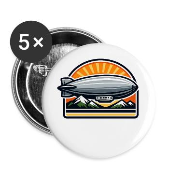 Sonnenaufgang Zeppelin über Bergen - Buttons groß 56 mm (5er Pack) - Weiß - Vorne