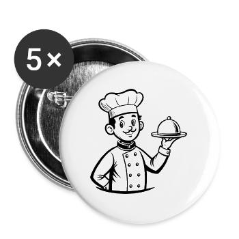 Chefkoch - Buttons groß 56 mm (5er Pack) - Weiß - Vorne