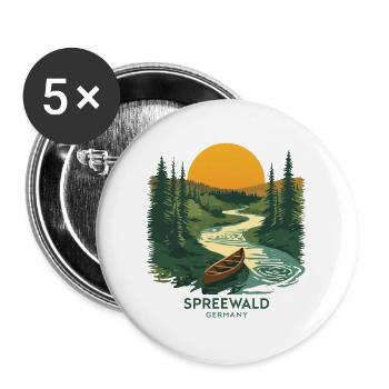 Spreewald Germany | Vintage Nature Poster - Buttons groß 56 mm (5er Pack) - Weiß - Vorne