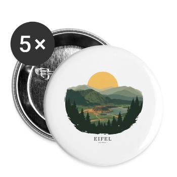 Eifel Volcano Landscape | Vintage Poster - Buttons groß 56 mm (5er Pack) - Weiß - Vorne