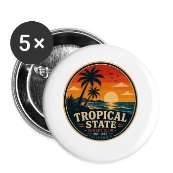 Tropical State Retro Abzeichen Vintage-Küstengrafik - Buttons groß 56 mm (5er Pack) - Weiß - Vorne