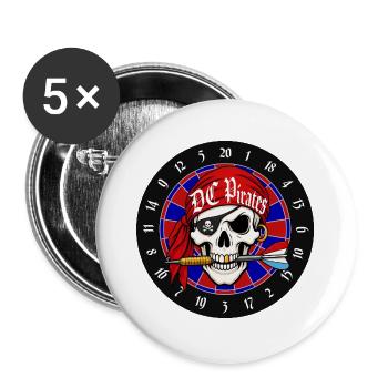 Red Pirate Skull auf Roulette - Buttons groß 56 mm (5er Pack) - Weiß - Vorne