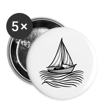 Classic sailboat on ocean waves - Buttons large 2.2''/56 mm (5-pack) - white - Front