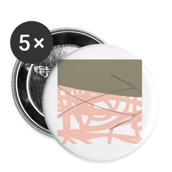 Rosé Netz auf Olivgrund - Buttons groß 56 mm (5er Pack) - Weiß - Vorne