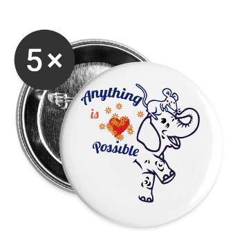 Alles ist möglich – Elefant und Maus - Buttons groß 56 mm (5er Pack) - Weiß - Vorne