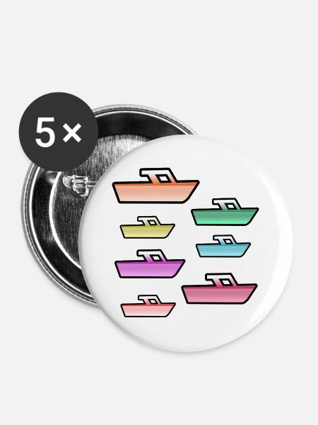 Motorboote - Buttons groß 56 mm (5er Pack) - Weiß