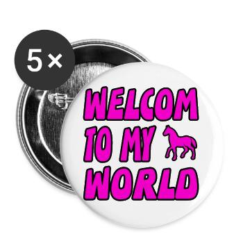 Pferde - Buttons groß 56 mm (5er Pack) - Weiß - Vorne