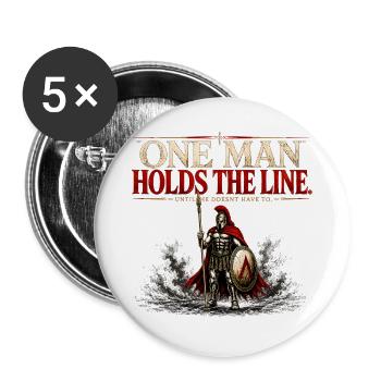Un homme tient la ligne - Cadeau du Spartan Warrior Gym - Lot de 5 grands badges (56 mm) - blanc - Devant