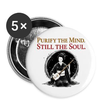 Purifier l’esprit Toujours l’âme Geisha Art japonais - Lot de 5 grands badges (56 mm) - blanc - Devant