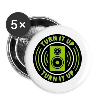 Lautsprecher Musik Abzeichen - Buttons groß 56 mm (5er Pack) - Weiß - Vorne
