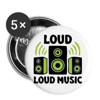 Lautsprecher Boxen Logo - Buttons groß 56 mm (5er Pack) - Weiß - Vorne