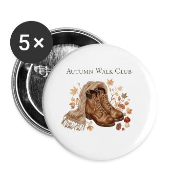 Autumn Walk Club Autumn Hiking - Buttons large 2.2''/56 mm (5-pack) - white - Front